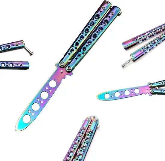 D.M.Store - Vlindermes - Stiletto - Vlinder trainer - Vlindermes trainer - karambit - butterfly knife - Balisong - Multi - RVS